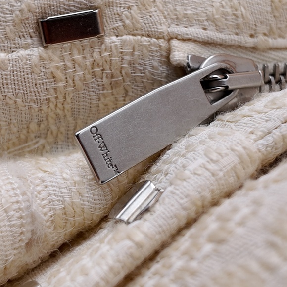 NWT + OFF-WHITE JACQUARD FABRIC TATTOO PALAZZO PANTS / Coconut Milk - Picture 6 of 11